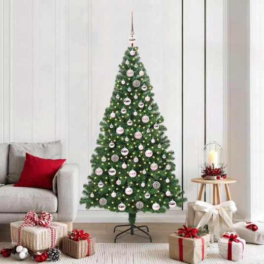 Kunstig juletre med 300 LED grønn 180 cm PVC og Stål og Plast Kunstig juletre med 300 LED grønn 180 cm PVC og Stål og Plast