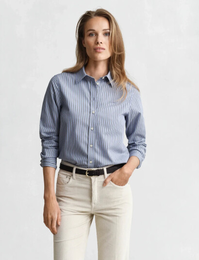 GANT Reg Classic Poplin Striped Shirt - Blue - 34
