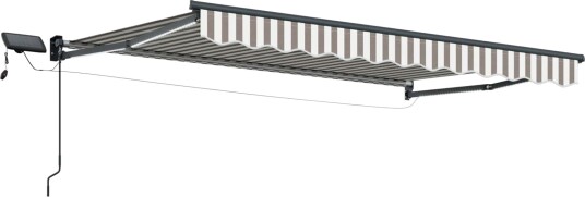  Manuell utvidbar markise med LED lamper Lys Grå og Hvit