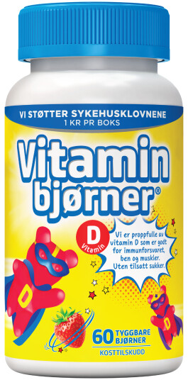 Vitaminbjørner D vitamin tyggetabletter m/jordbærsmak 60 stk.