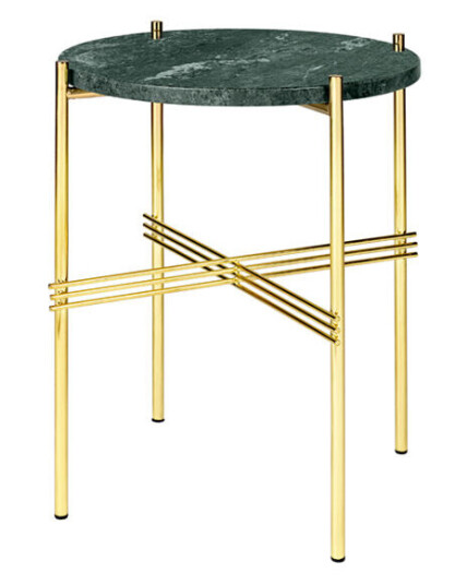 Gubi TS Round sidebord green guatemala marble, ø 40, messingstativ