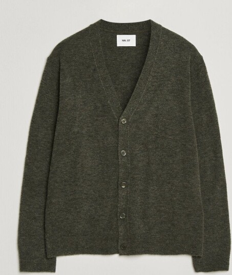 NN07 Gavin Brushed Wool Knitted Cardigan Dark Army