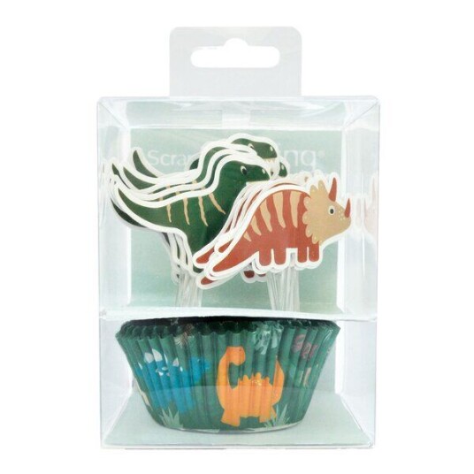 ScrapCooking   Muffinsform og kaketopper dinosaur 24 stk multi