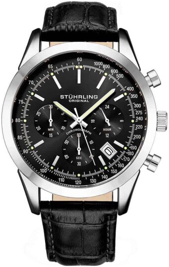 Stührling Original Herreklokke 3975L.1 Rialto Sort/Lær Ø44 mm Stührling Original Herreklokke 3975L.1 Rialto Sort/Lær Ø44 mm