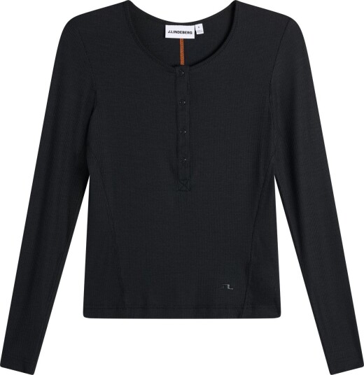 J. Lindeberg Sanna Rib Henley Ls   Black   L