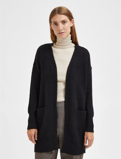 Selected Slflulu New Ls Knit Long Cardigan B Noos Black XXL Selected Slflulu New Ls Knit Long Cardigan B Noos Black XXL