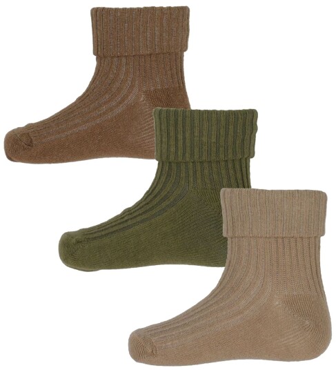 Minymo Baby Sock Rib (3 Pack) Brown 15-18
