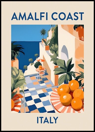 Amalfi Coast Print Italy Travel Poster Citrus Terrace Art Mediterranean Summer Plakat Plakat / 30x40cm