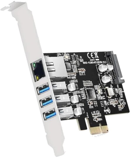 Maiwo KC015 PCI Express-kort med 3x USB 3.0 og Gigabit Ethernet Maiwo KC015 PCI Express-kort med 3x USB 3.0 og Gigabit Ethernet