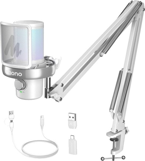 Maono DM40 S Pro Trådløs Mikrofon med Boom Arm USB-C Hvit Maono DM40 S Pro Trådløs Mikrofon med Boom Arm USB-C Hvit