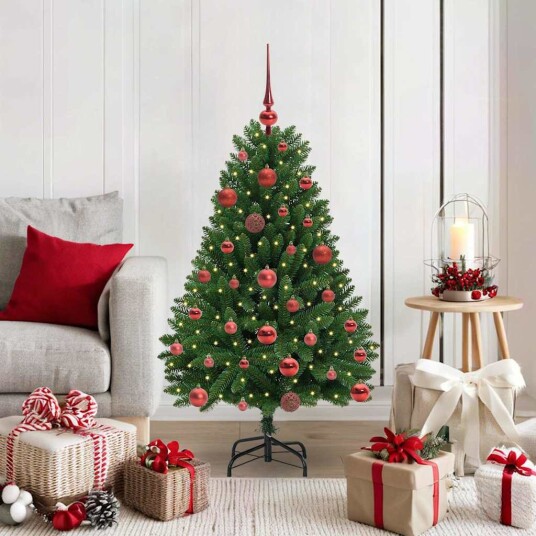  Kunstig juletre med LED  stripelys grønn 120 cm PVC og metall