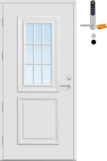 Ytterdør Bygg1 Fjord 02 Klarglass med Yale Doorman Classic Home