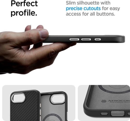 Spigen Enzo Aramid MagSafe Deksel til iPhone 16e - Matt Svart