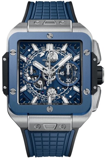 Hublot Herreklokke 821.NL.5170.RX Square Bang Unico Blå/Gummi Ø42 mm