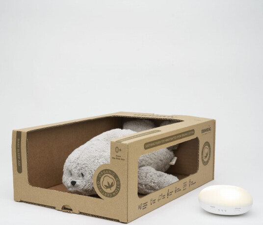 Moonie Bamse Sel 2.0 Organic Gray Sovebamse Med Lyd Og Lys