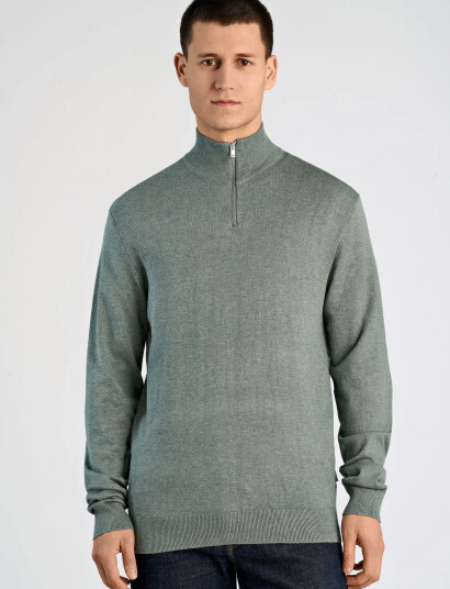 Lindbergh Ecovero Half Zip L/S Knit Green XXL