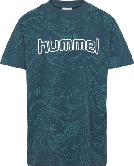 Hummel Hmljr Aop Logo T Shirt Blue 146/152