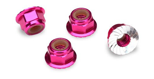 Traxxas 1747P Lock Nut Aluminium Flanged M4 Pink 4 Traxxas 1747P Lock Nut Aluminium Flanged M4 Pink 4