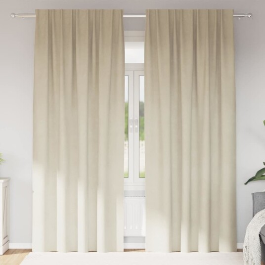 Gardiner med gardiner 2 pcs Krem 140 x 225 cm Fløyel