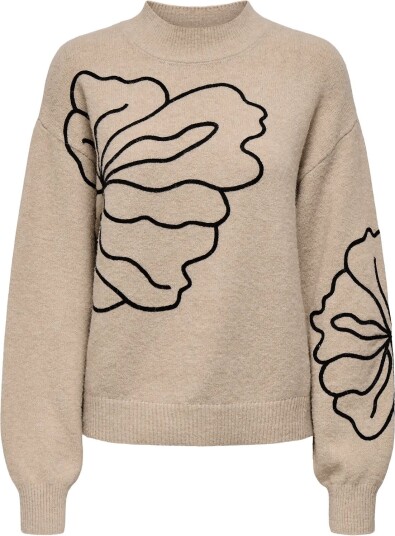 JDY Jdyjella L/S Flower Pullover Knt Noos   Grey   XL