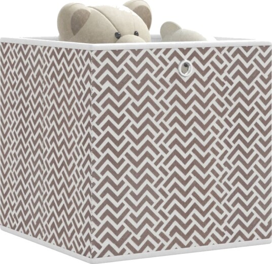 Oppbevaringsbokser 10 stk brun 32x32x32 cm ikke vevet stoff Oppbevaringsbokser 10 stk brun 32x32x32 cm ikke vevet stoff
