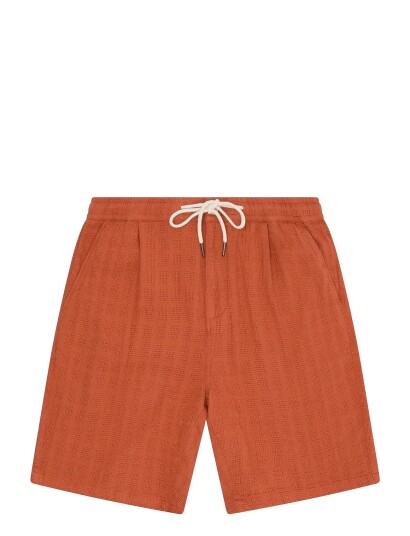 Knowledge Cotton Apparel Fig Loose Structure Shorts   Orange   S