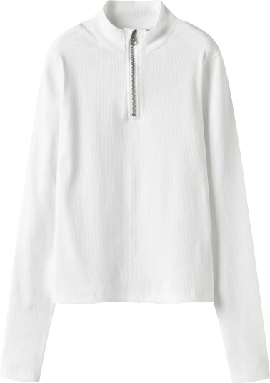 LMTD Nlfhinaja Ls Short S Half Zip Top White 122 128