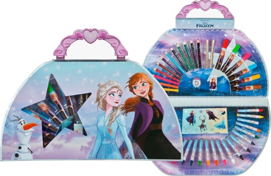 Disney Frozen tegnekoffert med tusjer klistremerker og mer 51 deler Disney Frozen tegnekoffert med tusjer klistremerker og mer 51 deler
