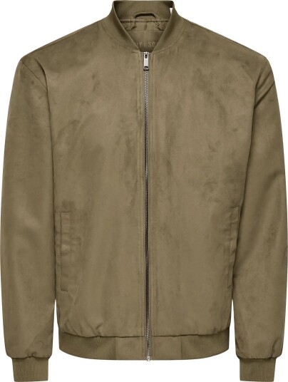 ONLY & SONS Onslucas Fake Suede Bomber Otw Noos   Khaki green   XS