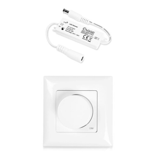 Driver til LED stripe AGGE Single Colour Mini Controller RF 2,4 GHz Driver + Remote control Dimming Rotary Panel