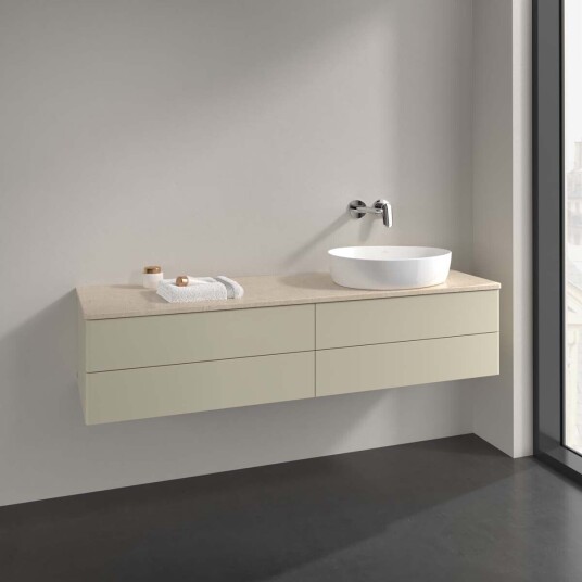 Villeroy & Boch  Antao Servantskap med 4 skuffer 160x50x36 cm u/lys Grå Matt/Crème