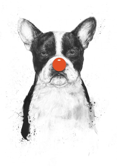 Namly Design Plakat Fransk Bulldog med Rød Nese POSTERWIQKQJ