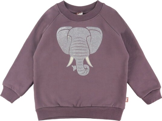 DYR Cph Collegegenser   Dyrebelg   Grey Plum Elefant m. Glitter   DYR   5 år (110)   Collegegenser Bordeaux Lilla Sølv