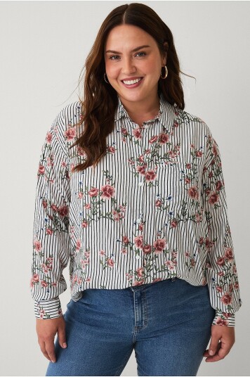 Zizzi Skjorte mFlorita L/S Svart