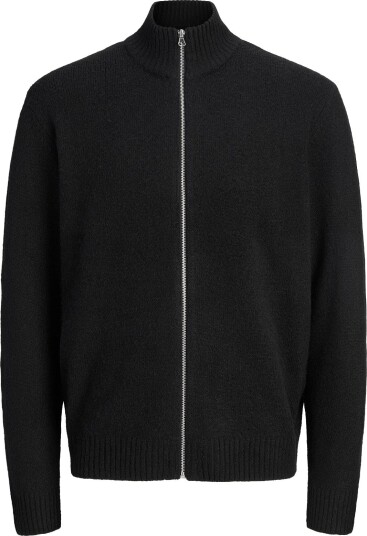 Jack & Jones Jjsoho Ollie Knit High Neck Zip Car Sn   BLACK   L