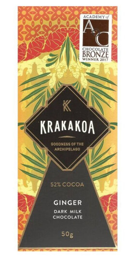 Krakakoa Dark Milk Chocolate & Ginger 52% Craft Chocolate Bar Krakakoa Dark Milk Chocolate & Ginger 52% Craft Chocolate Bar