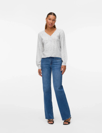 Vero Moda Vmlya Ls V Neck Cardigan Btq   Grey   XS