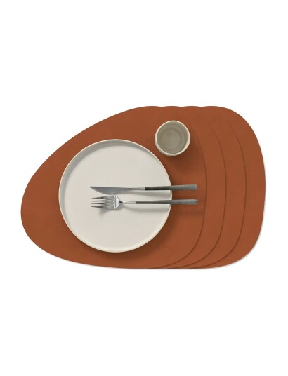 LIND DNA 4 Set Table Mat Curve L Nupo Rust   Orange   37X44CM