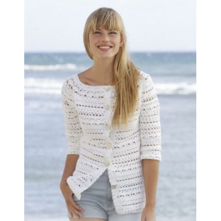 Seashore Bliss Cardigan by DROPS Design Jakke Hekleoppskrift str S XXXL