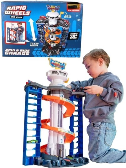 Rapid Wheels Spin & Ride Garage Parkeringshus Med Spiralbane Og Heis Rapid Wheels Spin & Ride Garage Parkeringshus Med Spiralbane Og Heis