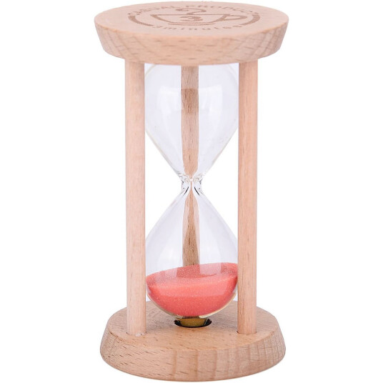 Timeglass 3 Minutes Wood Håndlaget RØD
