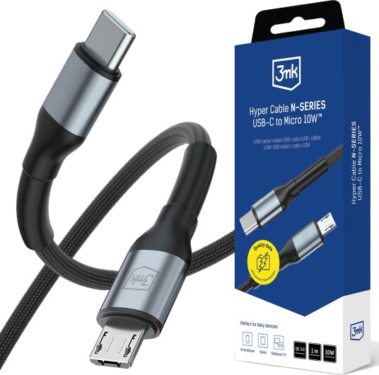 Usb-Kabel 3Mk Accessories Hyper Cable N-Series C Til Micro 1 M Qc 3.0 5V/2A 10W Svart Usb-Kabel 3Mk Accessories Hyper Cable N-Series C Til Micro 1 M Qc 3.0 5V/2A 10W Svart