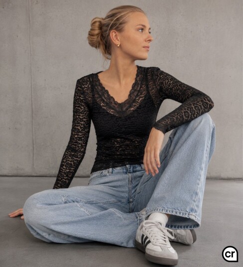Hound Genser HdKayla Lace Topp Black Hound 14 år (164) Genser Svart
