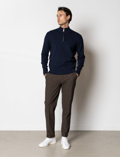 Clean Cut Copenhagen Oscar Half Zip Knit   Navy   L