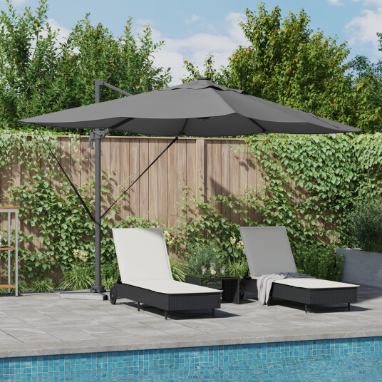  Cantilever Roma parasoll med LED antrasitt 352x251x265 cm Aluminium