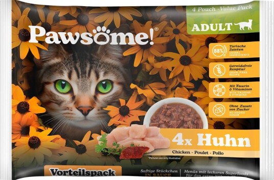 Pawsome Våtfôr Adult Cat Kylling 4 X 85 G