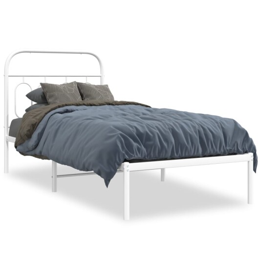  Sengeramme i metall med hodegavl hvit 90x190 cm 8721102646287
