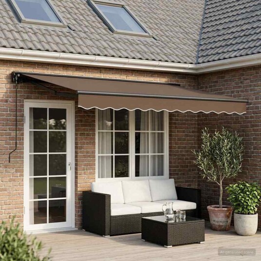 Uttrekkbar markise Gråbrun 4 × 3 m Polyester og aluminium