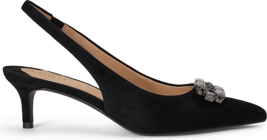Lauren Ralph Lauren Lolah Jeweled Suede Slingback Pump Black 41