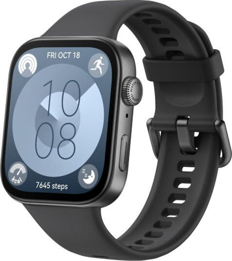 Huawei Watch Fit 3 - Aluminiumslegering - Smart Ur Med Rem - Fluoroelastomer - Sort - Håndledsstørrelse: 120-190 Mm - Display 1.82" - Bluetooth, Wi-Fi - 26 G - Sort